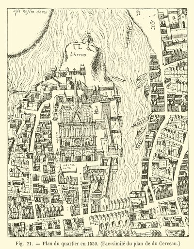 Piano del quartiere nel 1550, Fac-simile del piano di du Cerceau da French School