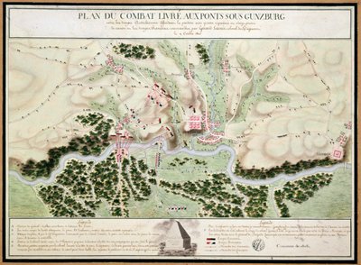 Piano degli eventi alla Battaglia di Gunzburg tra truppe austriache e francesi nel 1805, 1808 da French School