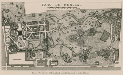 Piano del Parc de Monceau (1718), eseguito da Carmontelle per il Duca d