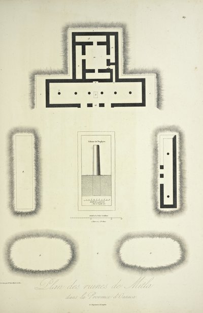 Piano delle rovine di Mitla nella provincia di Oaxaca, illustrazione da 