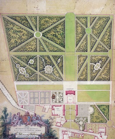 Piano del castello e del parco di Roissy, appartenente al Conte di Caraman da French School