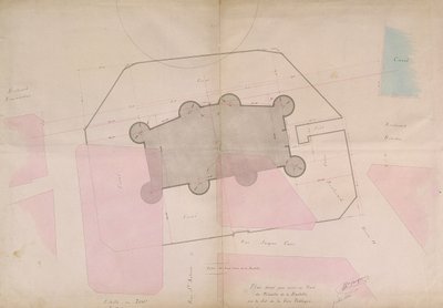 Piano che mostra le linee perimetrali della Bastiglia, 1830 da French School