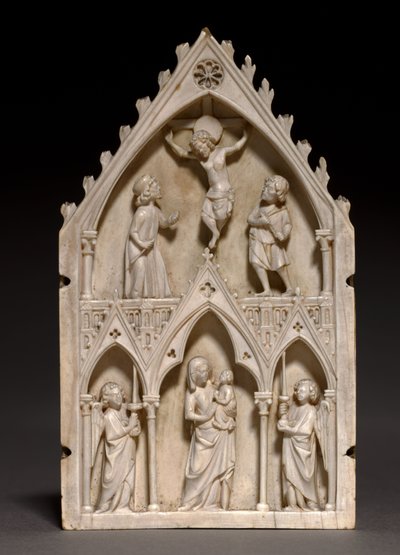 Placca: La Crocifissione e la Vergine e il Bambino con Angeli, c.1250-1270 da French School