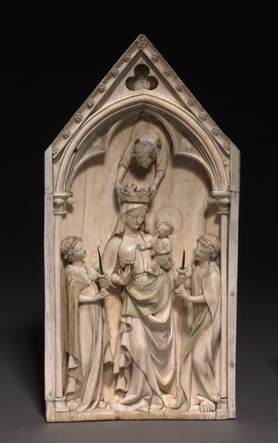 Placca: La Vergine e il Bambino con Angeli, Parigi, c.1320-1330 da French School