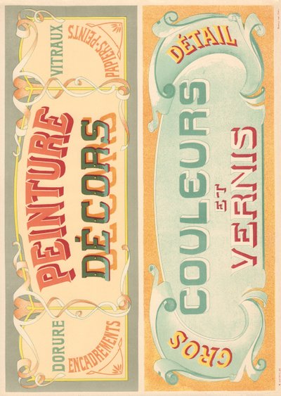 Modelli di segnaletica per pittore di lettere Art Nouveau da French School