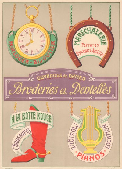 Modelli di segnaletica per pittore di lettere Art Nouveau da French School