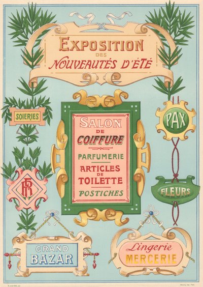 Modelli di segnaletica per pittore di lettere Art Nouveau da French School