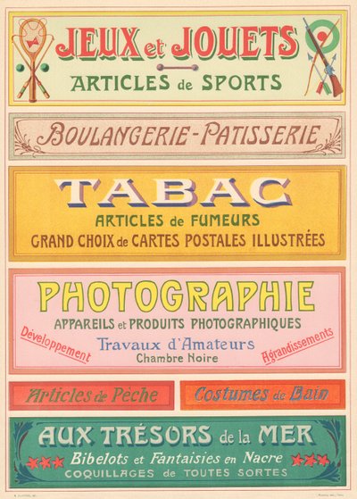 Modelli di segnaletica per pittore di lettere Art Nouveau da French School