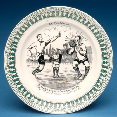 Piatto con scena di calcio (ceramica) da French School