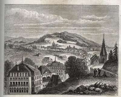 Plombières-les-Bains, località termale dei Vosgi - incisione in 
