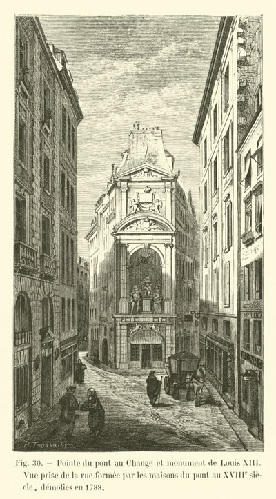 Punta del ponte au Change e monumento di Luigi XIII da French School