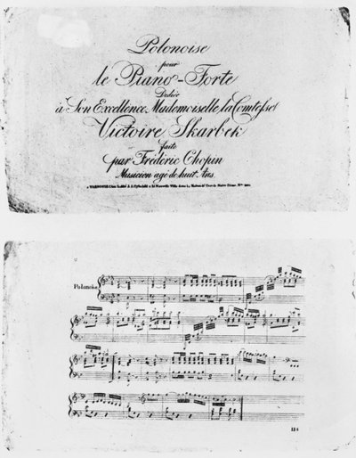 Polacca per pianoforte, dedicata alla Contessa Victoire Skarbek, scritta da Frederic Chopin (1810-49) all