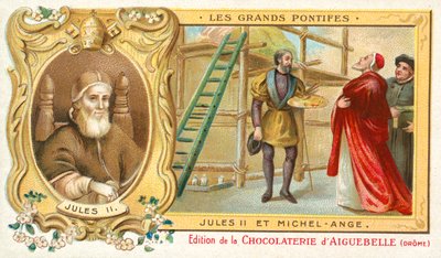 Papa Giulio II con Michelangelo da French School