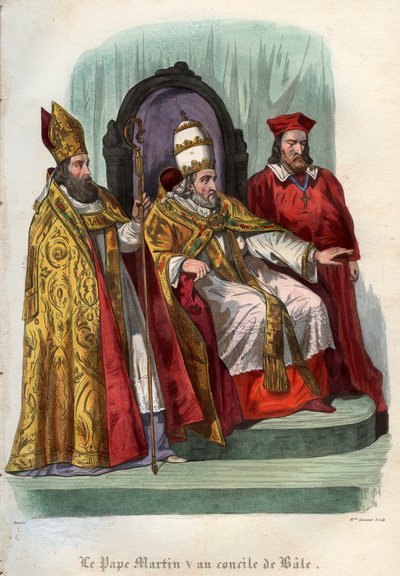 Papa Martino V (1368-1431) al Concilio di Basilea nel 1431 da French School