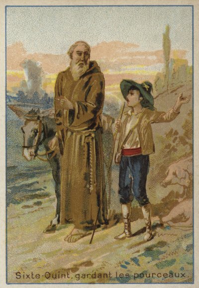 Papa Sisto V da bambino, che bada a un gregge di maiali da French School