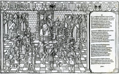 Papa Urbano II presiede il Concilio di Clermont nel 1095 da French School