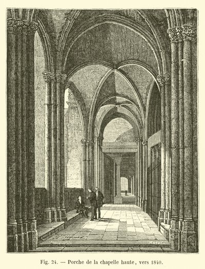 Portico della cappella alta, verso il 1840 da French School