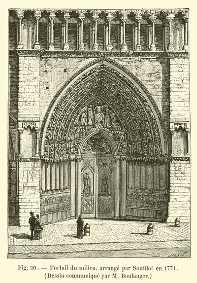Portale centrale, sistemato da Soufflot nel 1771, Disegno comunicato da M Boulanger da French School
