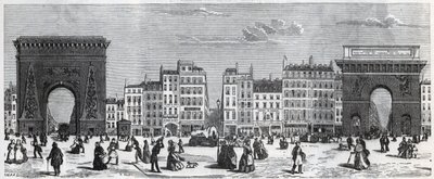 Porte Saint-Denis e rue faubourg Saint Denis - porte saint Martin e rue faubourg Saint-Martin Incisione in "Tableau-de-Paris" di Edmond Texier (1815-1887) da French School