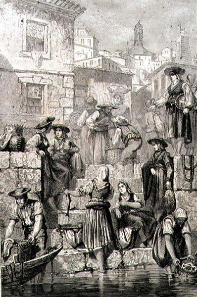 Pescatori di Porto negli anni 1860 (incisione) da French School