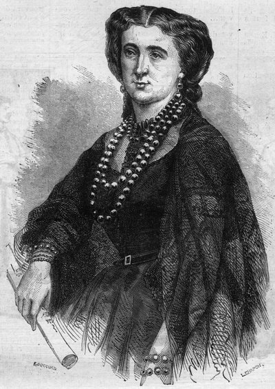 Ritratto di Anna de La Grange, cantante francese. Incisione in "Le Monde Illustré" n. 341 del 24 ottobre 1863 da French School