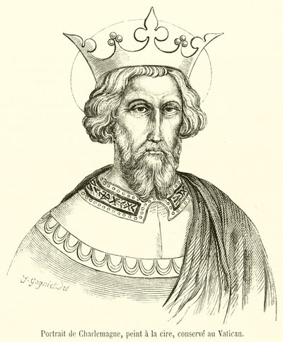 Ritratto di Carlo Magno, dipinto a cera, conservato in Vaticano da French School