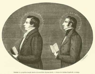 Ritratto del profeta Joseph Smith e di suo fratello Hyram Smith (incisione) da French School