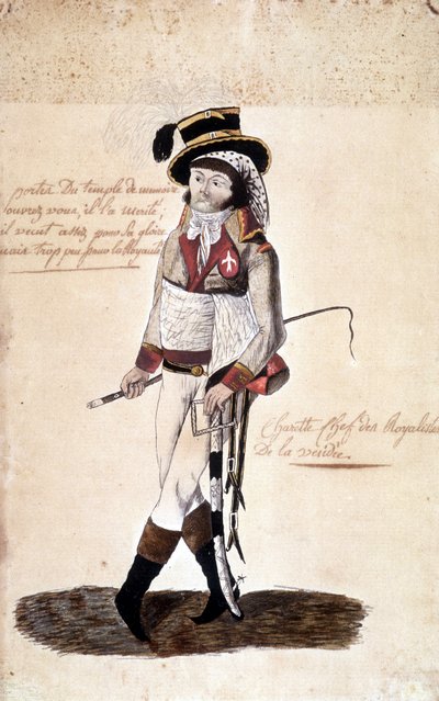 Ritratto a figura intera di François Athanase de Charette de la Contrie (1763-1796), leader realista della Vandea - Museo Dobrée, Nantes da French School