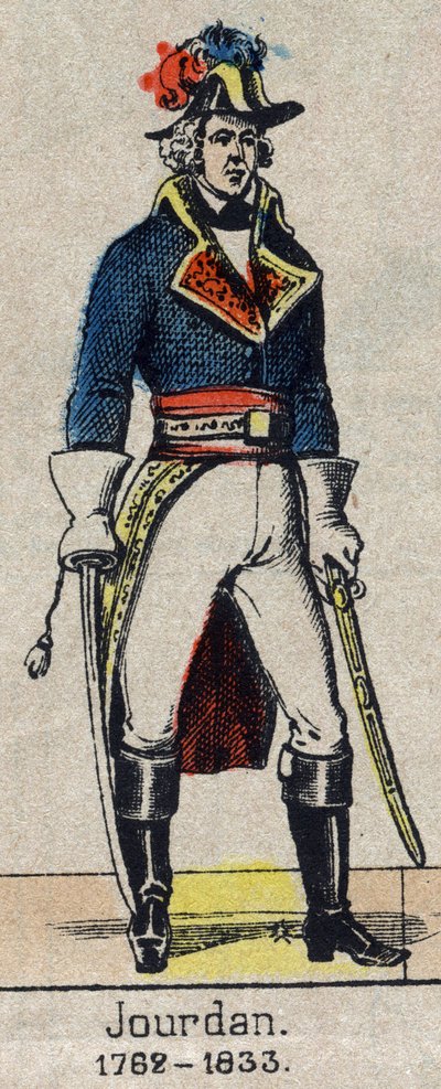 Ritratto a figura intera di Jean Baptiste, conte Jourdan, maresciallo di Francia (1762-1833). Immagine di Epinal della fine del XIX secolo da French School