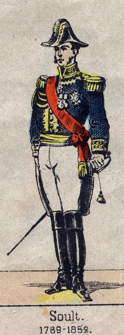 Ritratto a figura intera di Nicolas Soult (1769-1851) maresciallo di Francia, Duca di Dalmazia. Immagine di Epinal della fine del XIX secolo. da French School