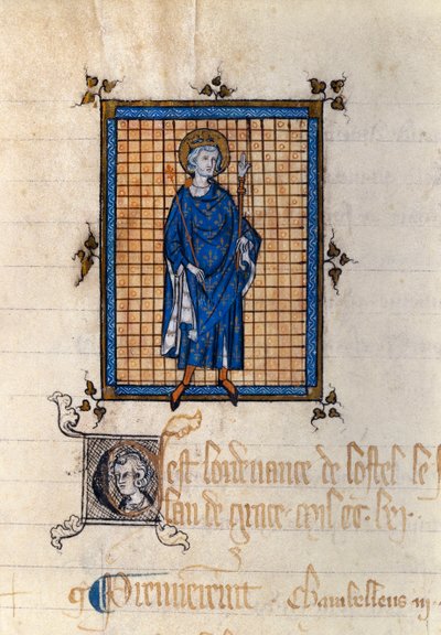 Ritratto in piedi di San Luigi in maestà (Luigi IX) (1214-1270) Miniatura tratta da "Registro delle Ordinanze dell