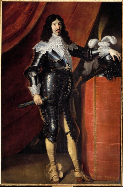 Ritratto a figura intera di Luigi XIII in armatura da French School