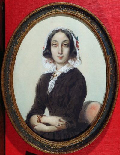 Ritratto in miniatura di George Sand (1804-76) c.1840 da French School