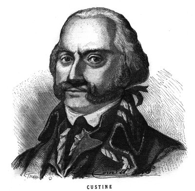 Ritratto di Adam Philippe de Custine (1740-1793) generale francese. Incisione in "Les Illustrations De L