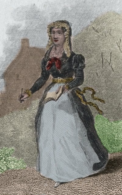 Ritratto di Adelaide-Gillette Dufrenoy (1765-1825) poetessa francese. Incisione del 1876 da French School