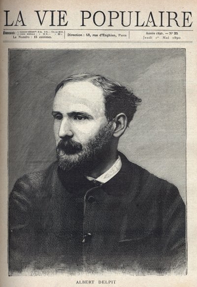 Ritratto di Albert Delpit (1849-1893), romanziere e drammaturgo. Incisione in 