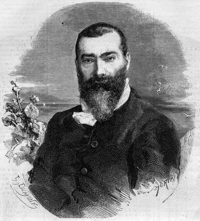 Ritratto di Alphonse Karr (1808-1898), romanziere e drammaturgo francese. Incisione in 