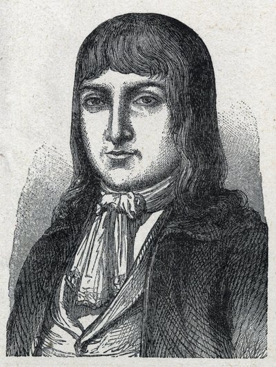 Ritratto di Amateur Jerome Le Bras des Forges, cavaliere di Boishardy, capo chouan della Rivoluzione francese (1762-1795) Incisione del 1889. Collezione privata da French School