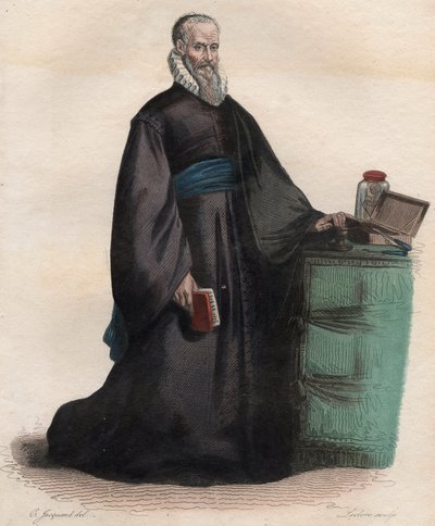 Ritratto di Ambroise Paré (1509-1590), chirurgo francese. Illustrazione da "Le Plutarque Français" di Edmond Mennechet da French School