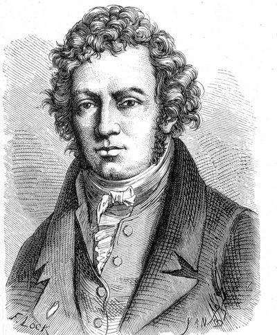 Ritratto di André Marie Ampère (1775 - 1836), fisico francese - in "Album della Scienza; illustri scienziati; Grandi scoperte" 1896 da French School