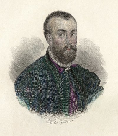 Ritratto di Andrea Vesalio (1514-1564), medico fiammingo che praticò in Spagna e Italia. in "Portraits des Hommes Utiles" da French School