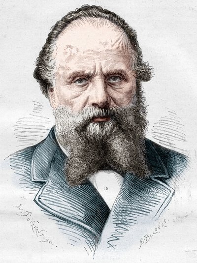 Ritratto di Aristide Boucicaut (1810-1877), commerciante francese, direttore dei grandi magazzini del Bon Marché. Incisione in "Le Monde Illustré" n.1082 del 5 gennaio 1878 da French School