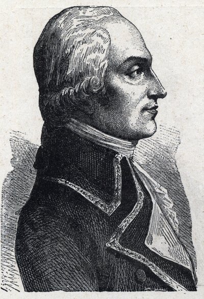 Ritratto di Armand Louis de Gontaut Biron, militare francese (1747-1793) Incisione del 1889. Collezione privata da French School