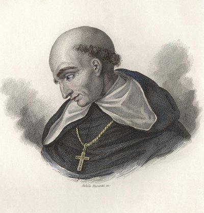 Ritratto di Bartolome de Las Casas (1472-1566), frate domenicano spagnolo e vescovo di Chiapas. in "Ritratti di Uomini Utili" da French School