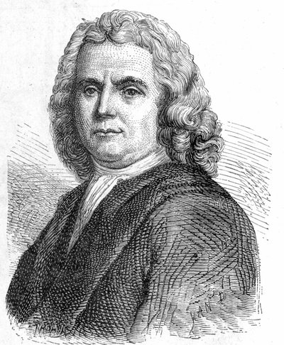 Ritratto di Hermann Boerhaave (1668 - 1738), medico e chimico olandese (sostenitore dello iatromeccanismo) - in "Album della Scienza; studiosi illustri; Grandi scoperte" 1896 da French School