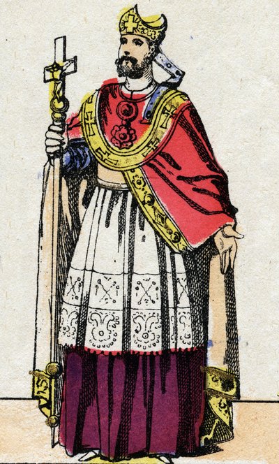 Ritratto di Bonifacio (v.675-754), arcivescovo di Magonza che evangelizzò la Germania e riorganizzò il clero franco. da French School