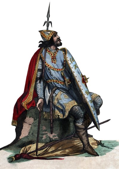 Ritratto di Carlo Martello (688-741), leader militare e politico franco da French School