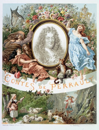 Ritratto di Charles Perrault - Frontespizio dei "Racconti di Perrault" da French School