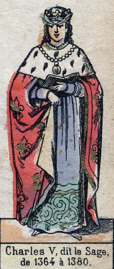 Ritratto di Carlo V di Francia, conosciuto come Carlo il Saggio (1338-1380) (dinastia dei Capetingi). Illustrazione fine XIX secolo. da French School