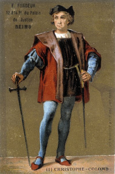 Ritratto di Cristoforo Colombo. Cromolitografia del XIX secolo da French School